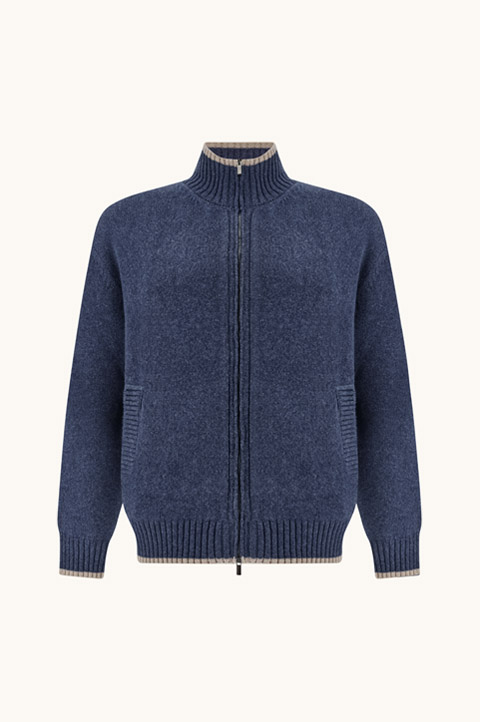 Zip-up cashmere cardigan