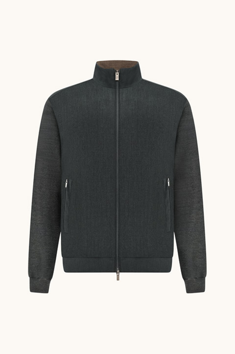 Wool and Merino Wool Zip-Up Cardigan