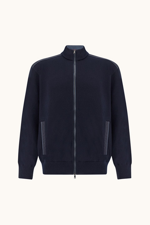 Pull zipp&eacute; en laine avec d&eacute;tails en Typhoon&reg; Platinum