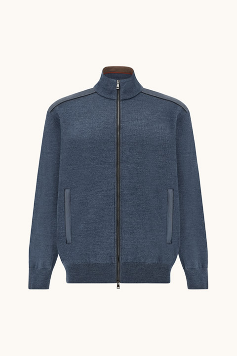 Pull zipp&eacute; en laine avec d&eacute;tails en Typhoon&reg; Platinum