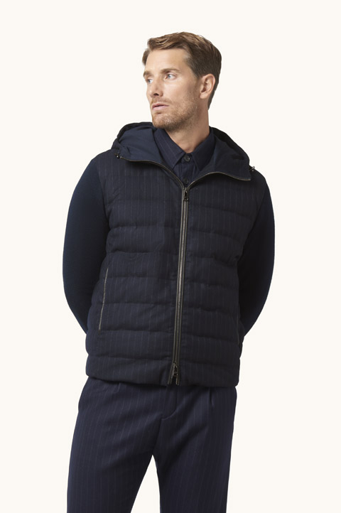 Pinstripe Wool Down Jacket