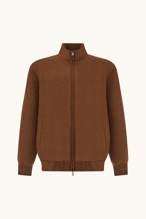 Wool and Cashmere Zip-Up Cardigan