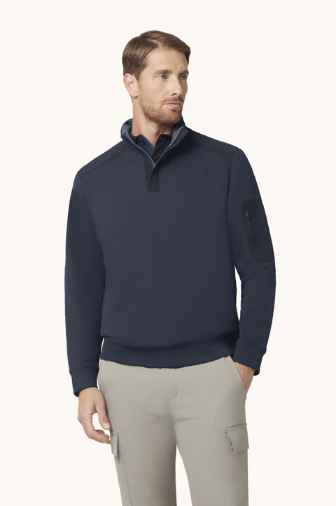 Sudadera X-Soft de algod&oacute;n con media cremallera y detalles en Typhoon&reg; Platinum