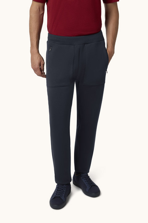 Supima&reg; cotton trousers with Alcantara&reg; details