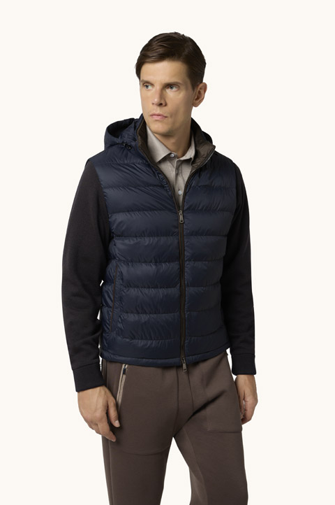 Ultralight Down jacket with removable wool sleeves