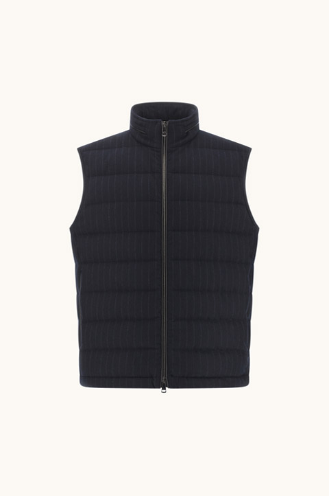 Gilet matelass&eacute; en laine &agrave; fines rayures