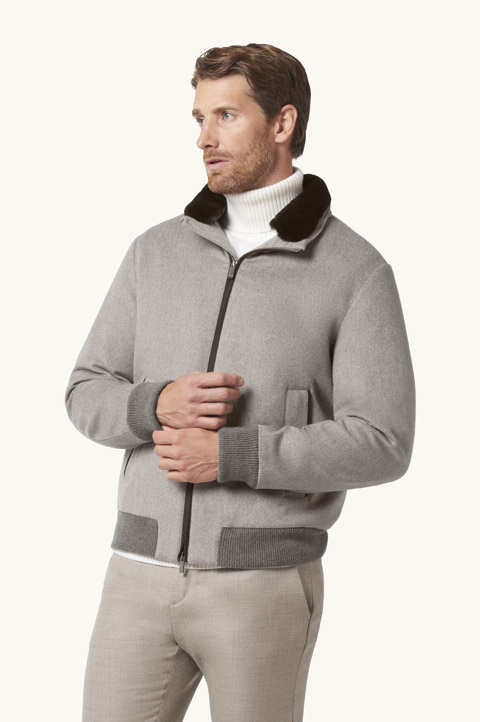 Cashmere Blouson with Suede Details