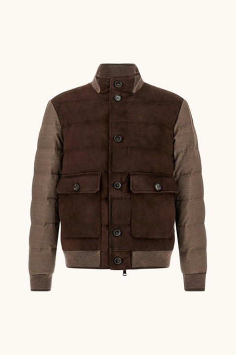 Bomber matelass&eacute; en Aqualeather su&eacute;d&eacute; et laine