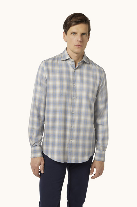 X-Soft Cotton Flannel Shirt with Checked Pattern