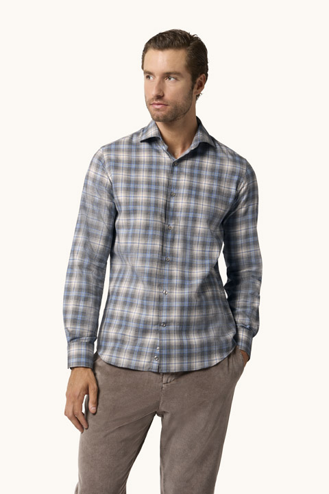 Camisa de franela de algod&oacute;n con motivo de cuadros