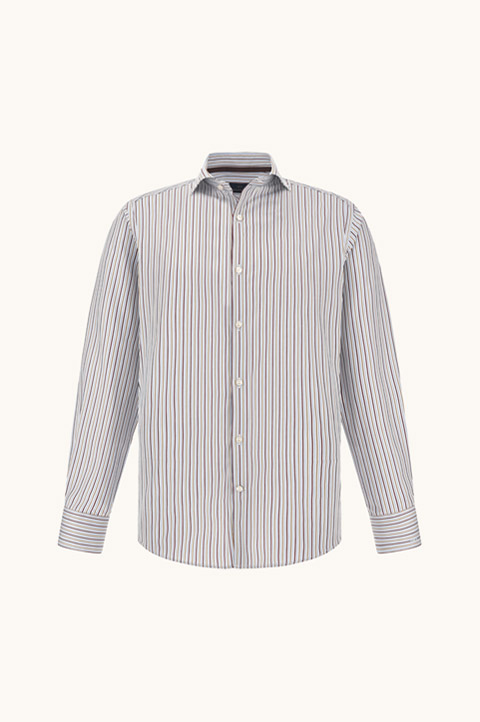 Camisa de twill de algod&oacute;n con motivo de rayas