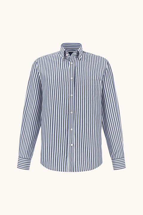 Cotton Poplin Shirt with Striped Pattern
