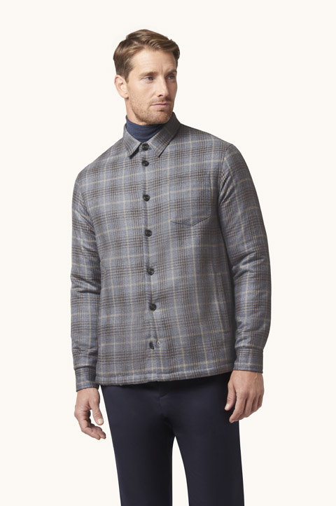 Checked Wool and Silk Overshirt
