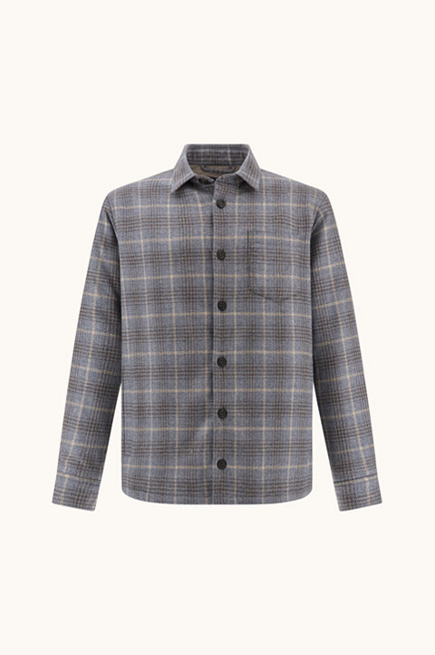 Checked Wool and Silk Overshirt