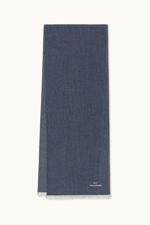 Wool scarf with logo embroidery