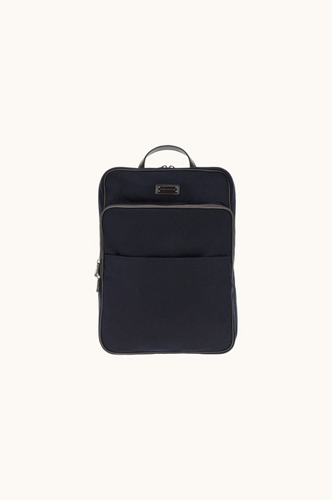 Mochila de cachemira con acabados en piel