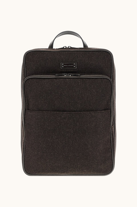 Mochila de cachemira con acabados en piel