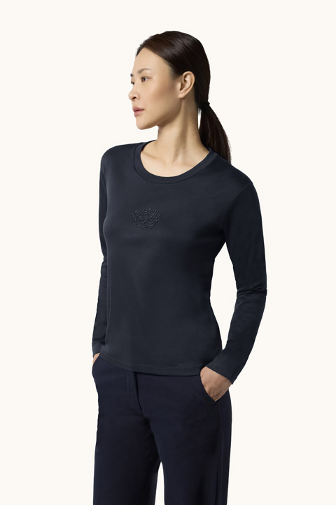 Supima&reg; Cotton Jersey T-Shirt with Beaded Logo Embroidery