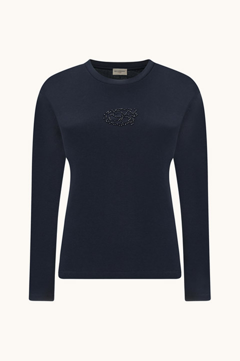 Camiseta de jersey de algod&oacute;n Supima&reg; con logotipo bordado con cuentas