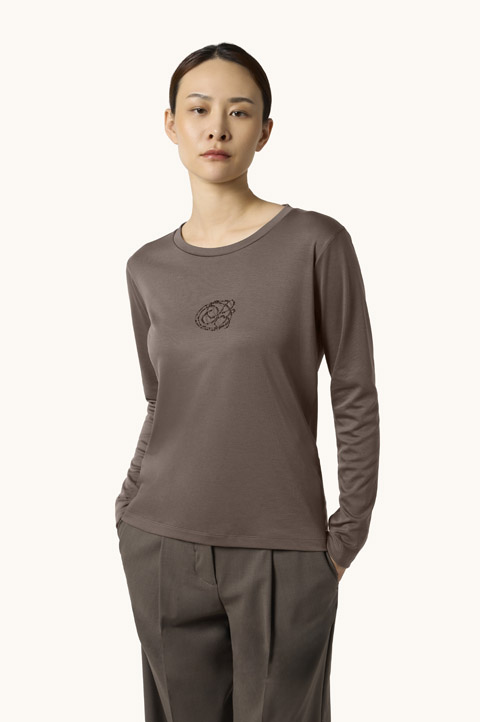 Supima&reg; Cotton Jersey T-Shirt with Beaded Logo Embroidery