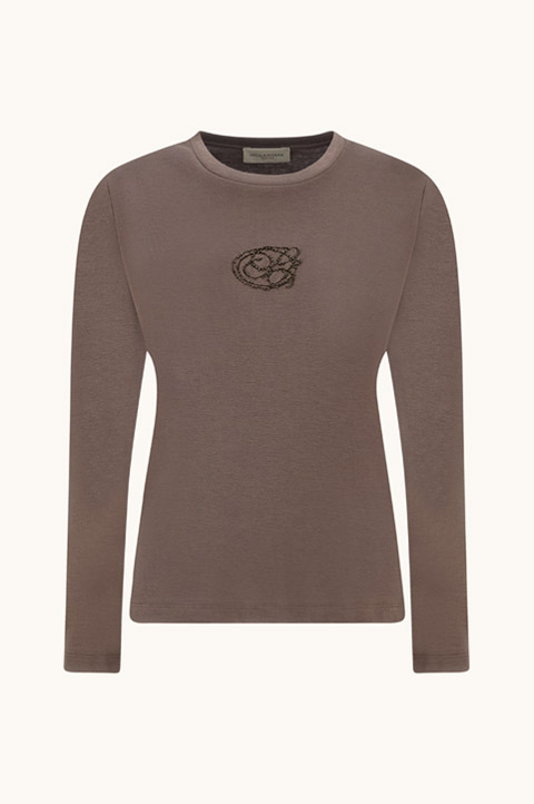 Camiseta de jersey de algod&oacute;n Supima&reg; con logotipo bordado con cuentas