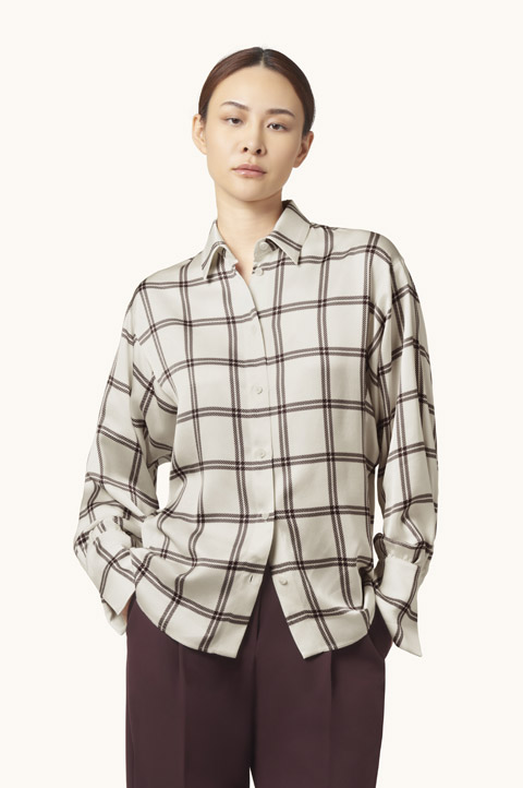 Camicia fluida con motivo a quadri
