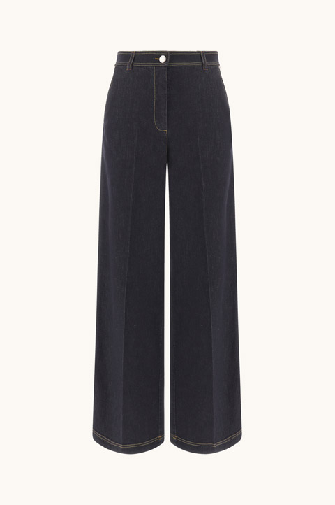 Stretch cotton trousers with a denim effect