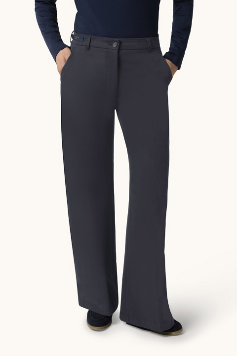 Stretch Cotton Twill Palazzo Trousers
