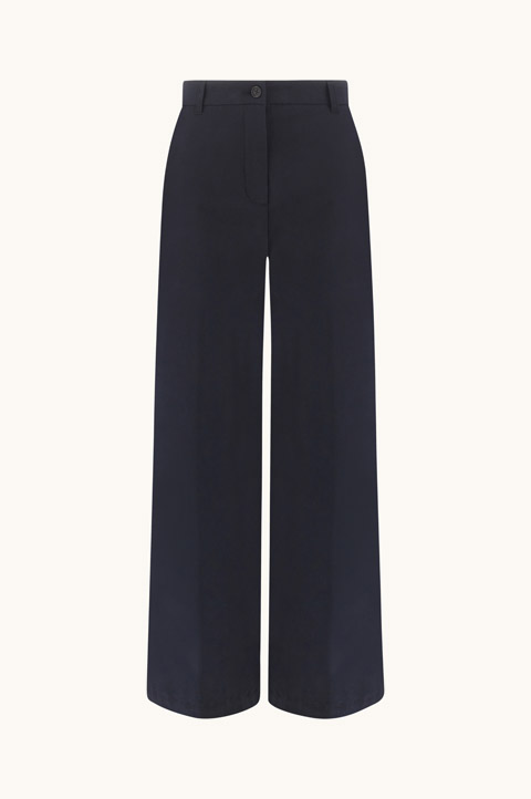 Stretch Cotton Twill Palazzo Trousers
