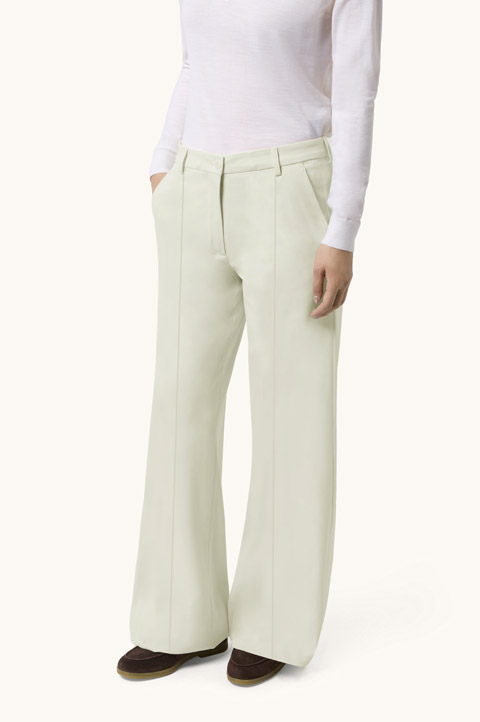 Stretch Cotton Twill Palazzo Trousers