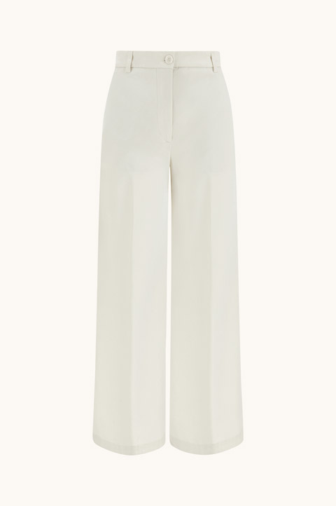 Stretch Cotton Twill Palazzo Trousers