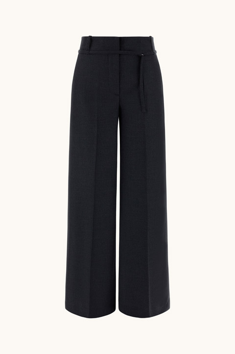 Palazzo Trousers in Wool Twill