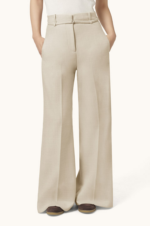 Pantal&oacute;n palazzo en twill de lana