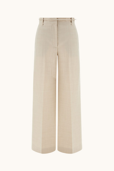 Palazzo Trousers in Wool Twill