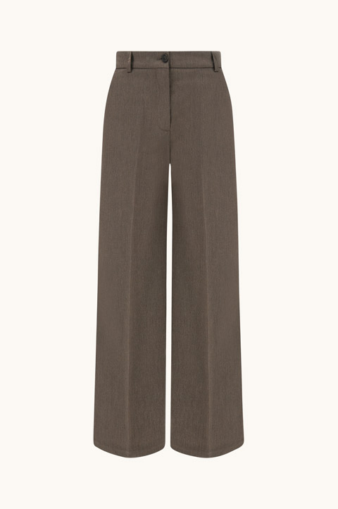 Palazzo Trousers in Wool Blend Twill