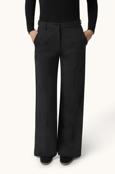 Pantal&oacute;n palazzo en lana t&eacute;cnica