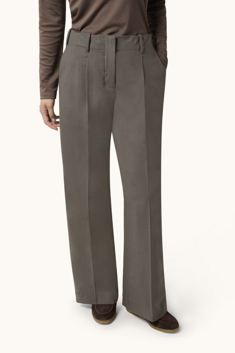 Pleated Palazzo Trousers in Tech Wool
