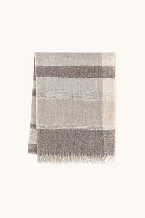 Alpaca and Wool Scarf with Striped Pattern