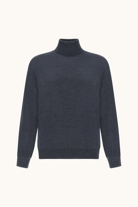 Jersey de cuello alto en lana merino superfina 140's