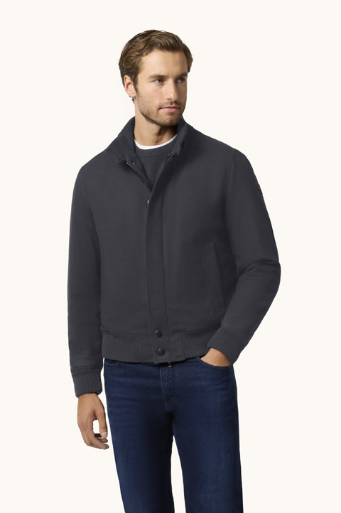 Bomber in lana con badge iconico