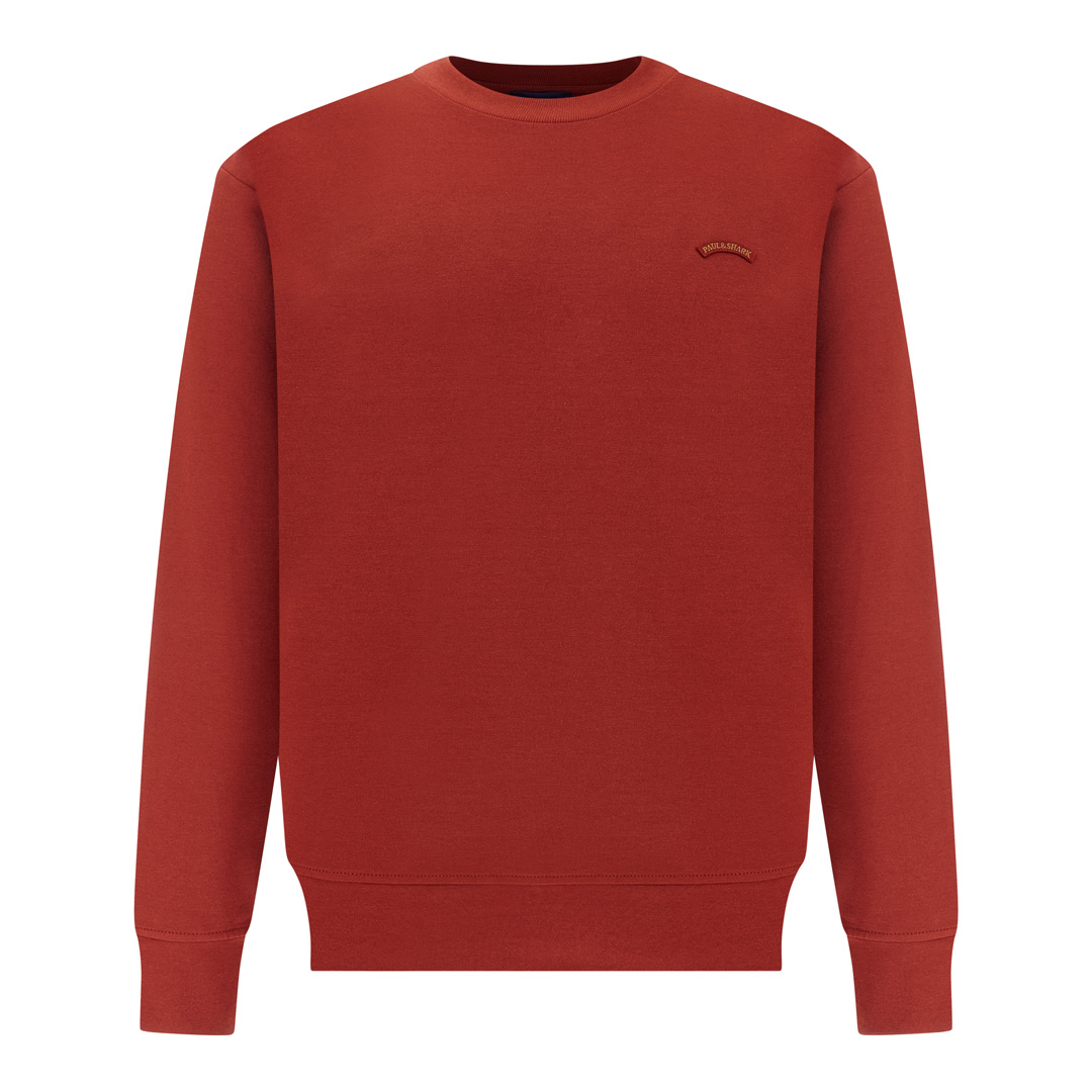 Paul & Shark Men's Red Ochre X-Soft Cotton Sweatshirt With Moon Badge, Man, Size: M