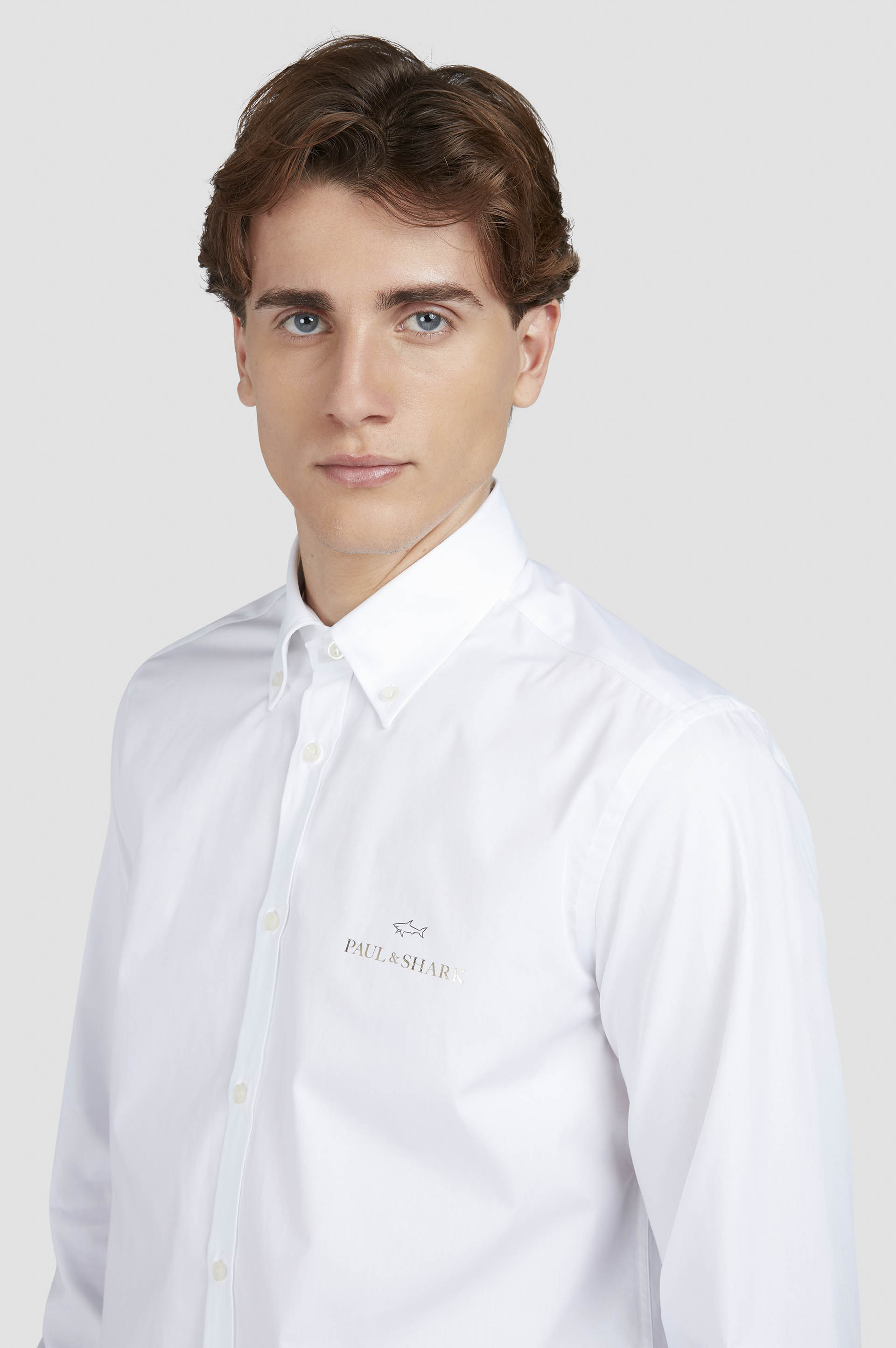 Cotton poplin shirt with reflective print image number 4 Cotton poplin shirt with reflective print image number 4