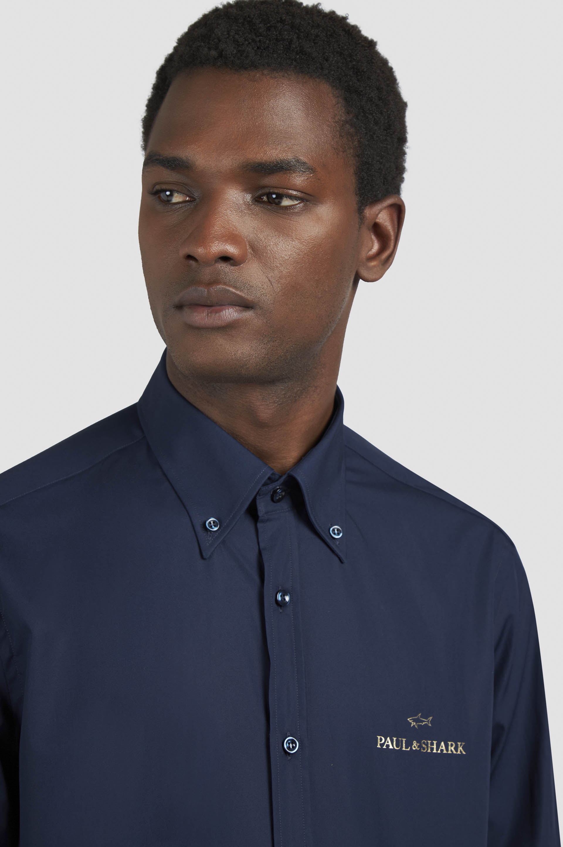Cotton poplin shirt with reflective print image number 4