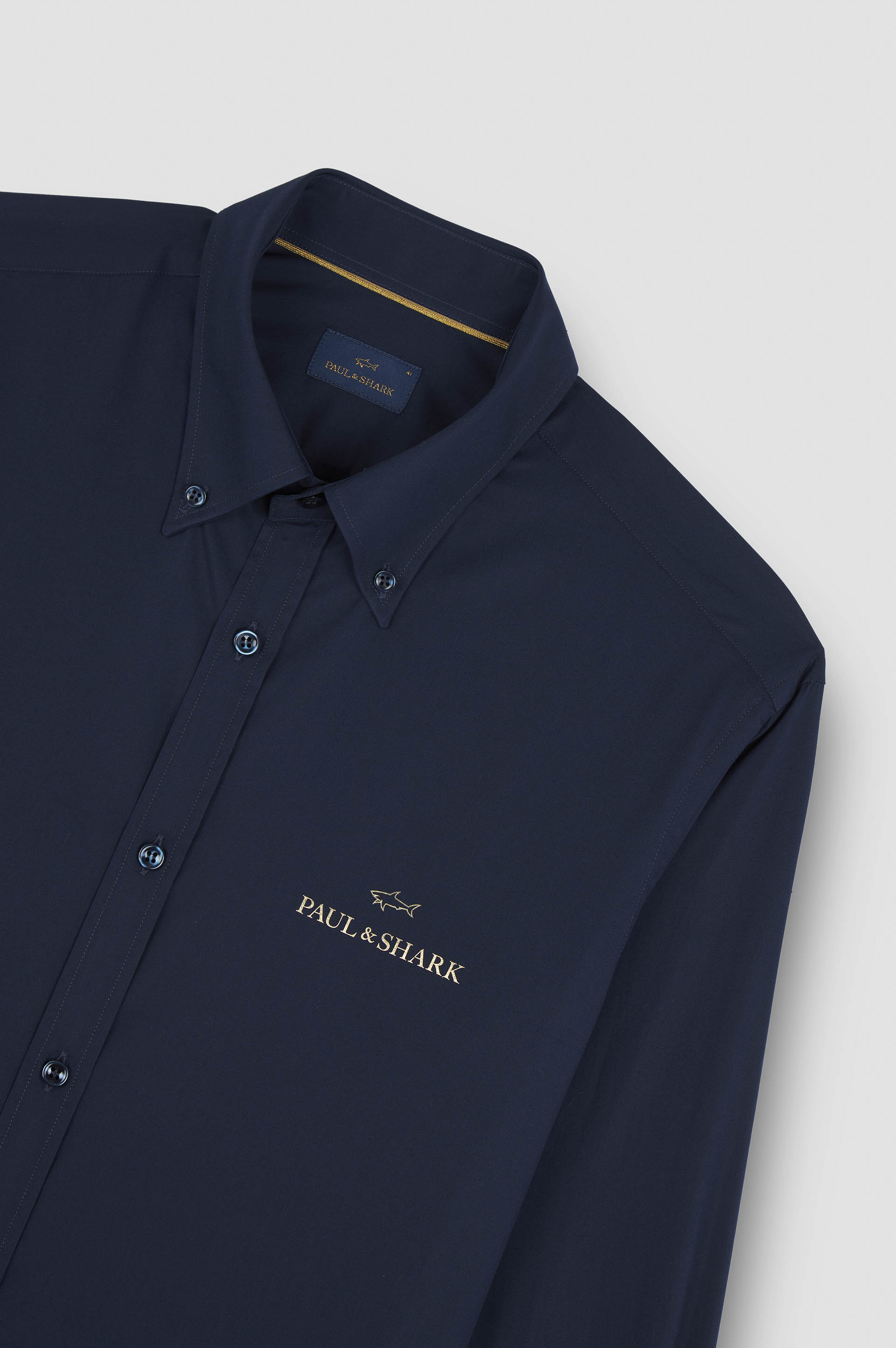 Cotton poplin shirt with reflective print image number 5