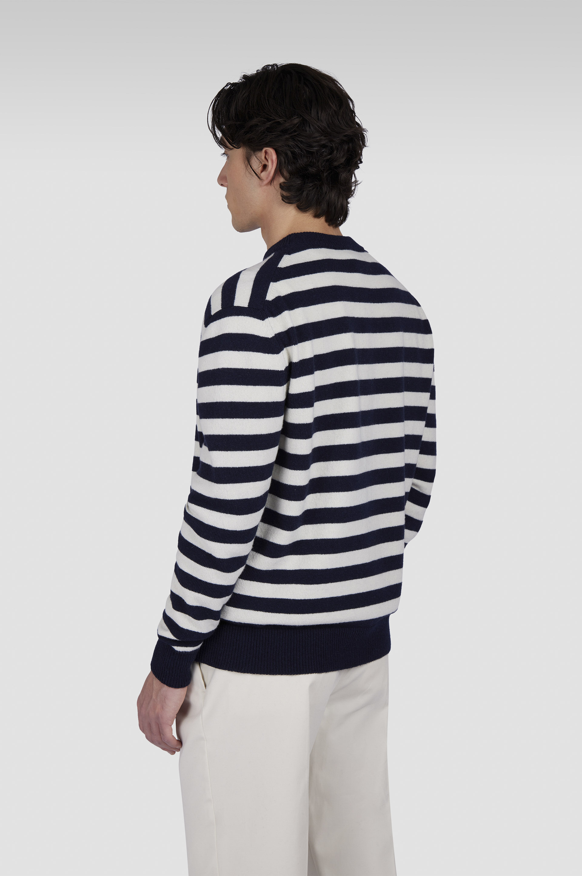 Свитер с круглым вырезом из Re-Wool с полосатым узором image number 3