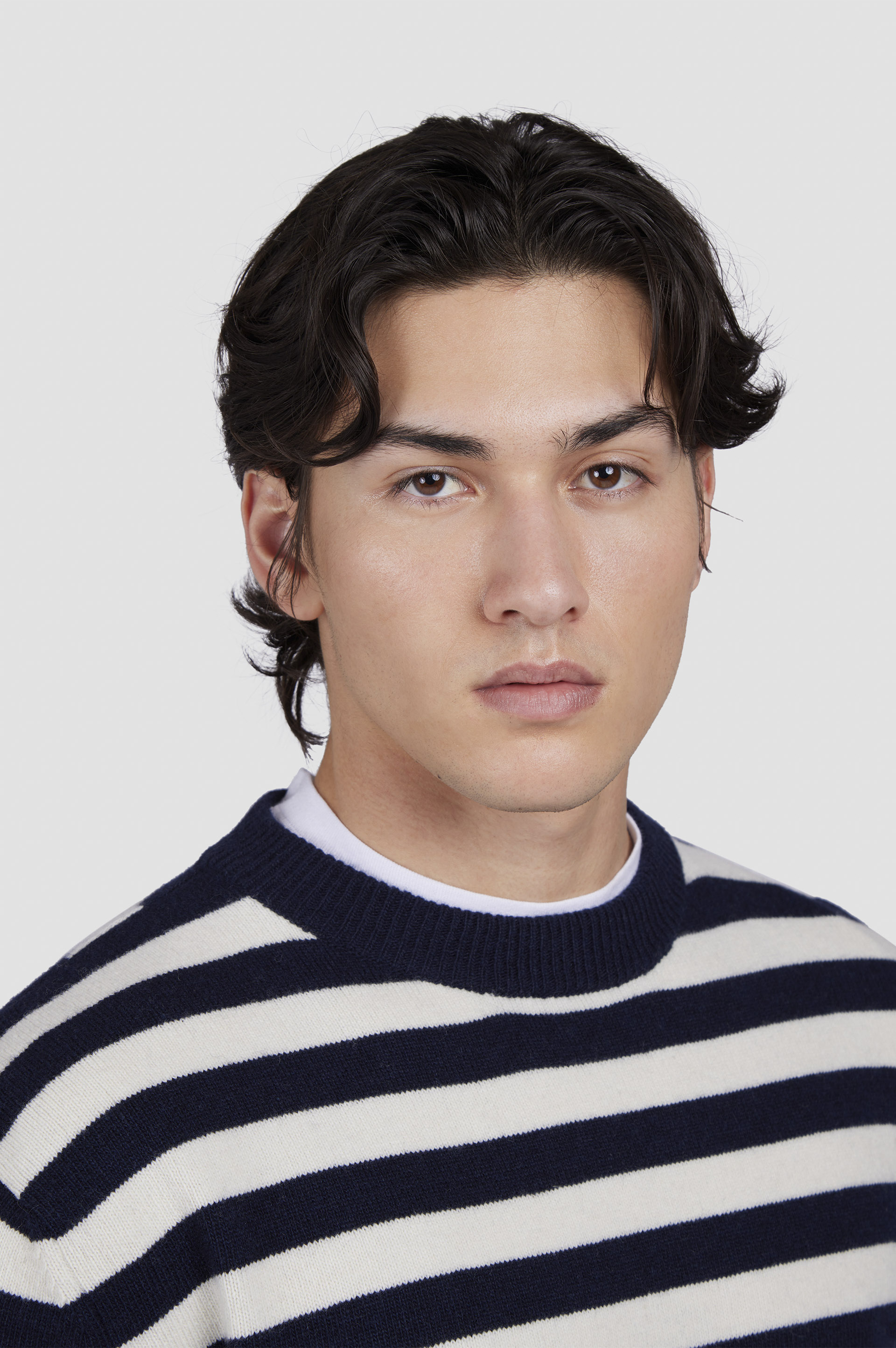 Свитер с круглым вырезом из Re-Wool с полосатым узором image number 4