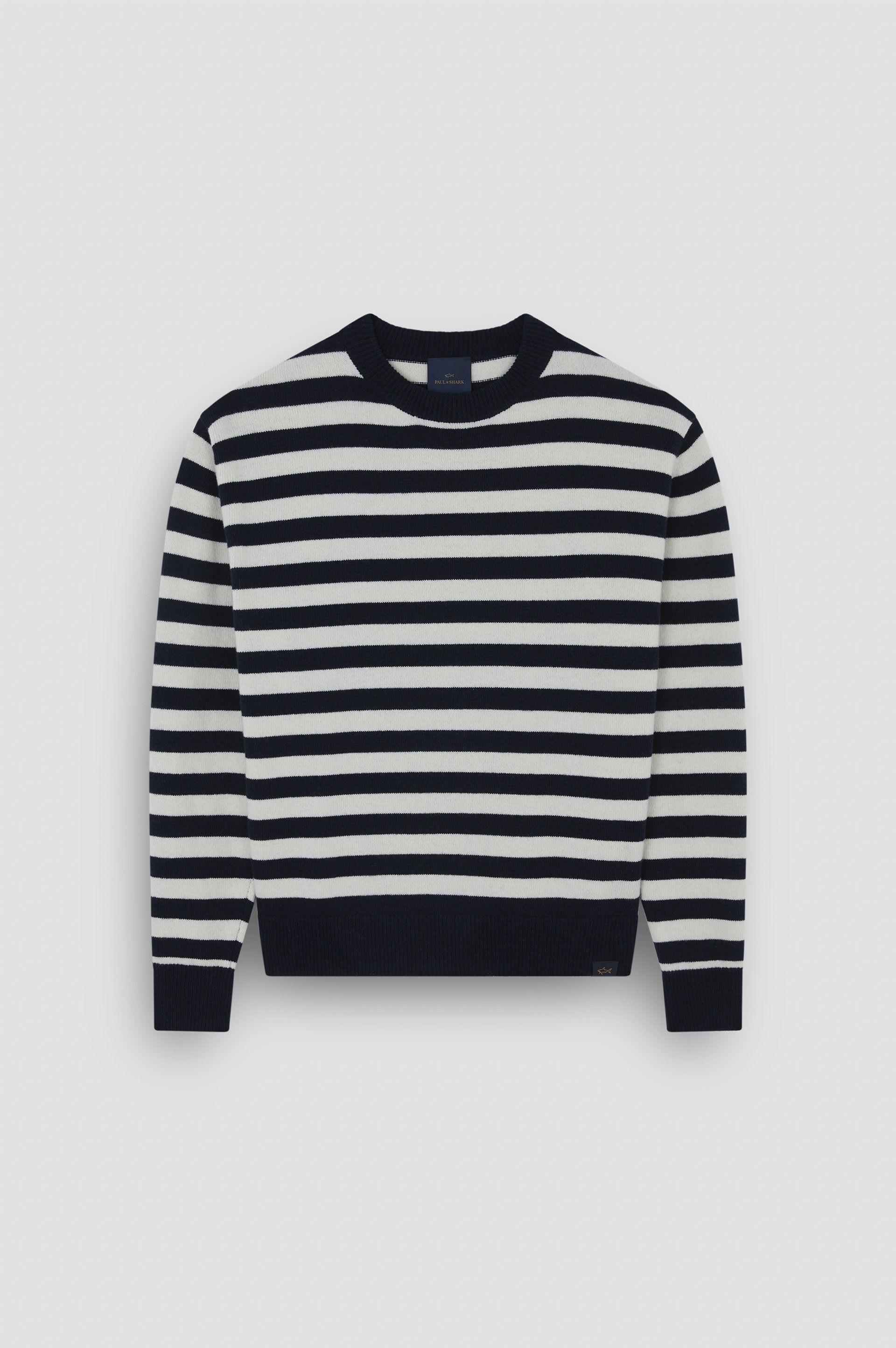 Свитер с круглым вырезом из Re-Wool с полосатым узором image number 1