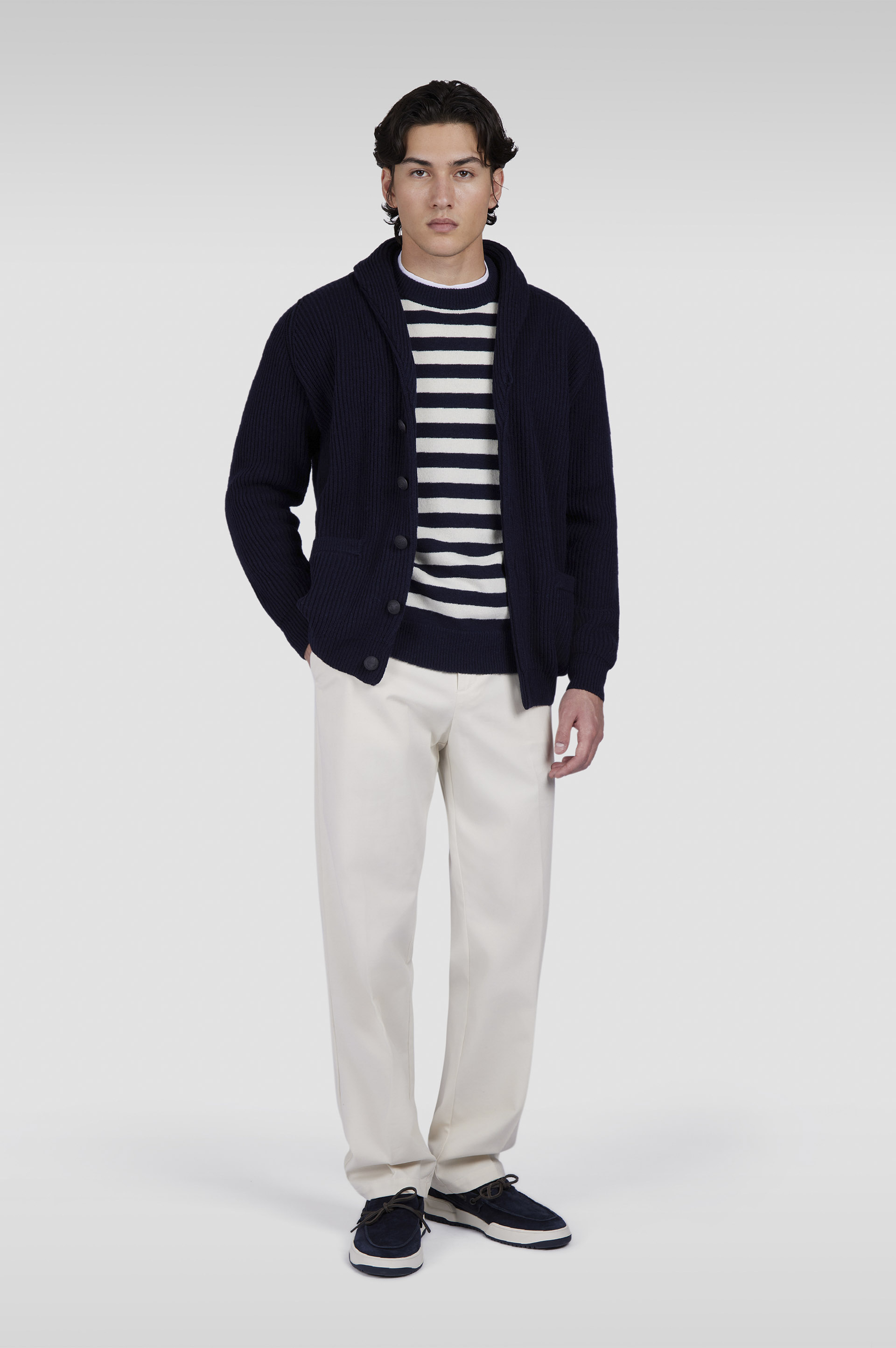 Свитер с круглым вырезом из Re-Wool с полосатым узором image number 2