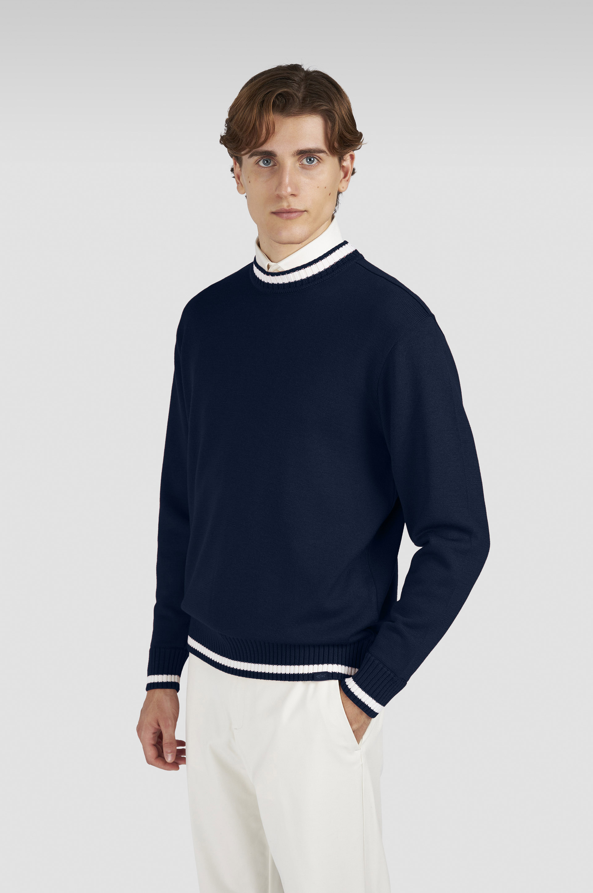 Pull à col rond en laine soft cool touch image number 0