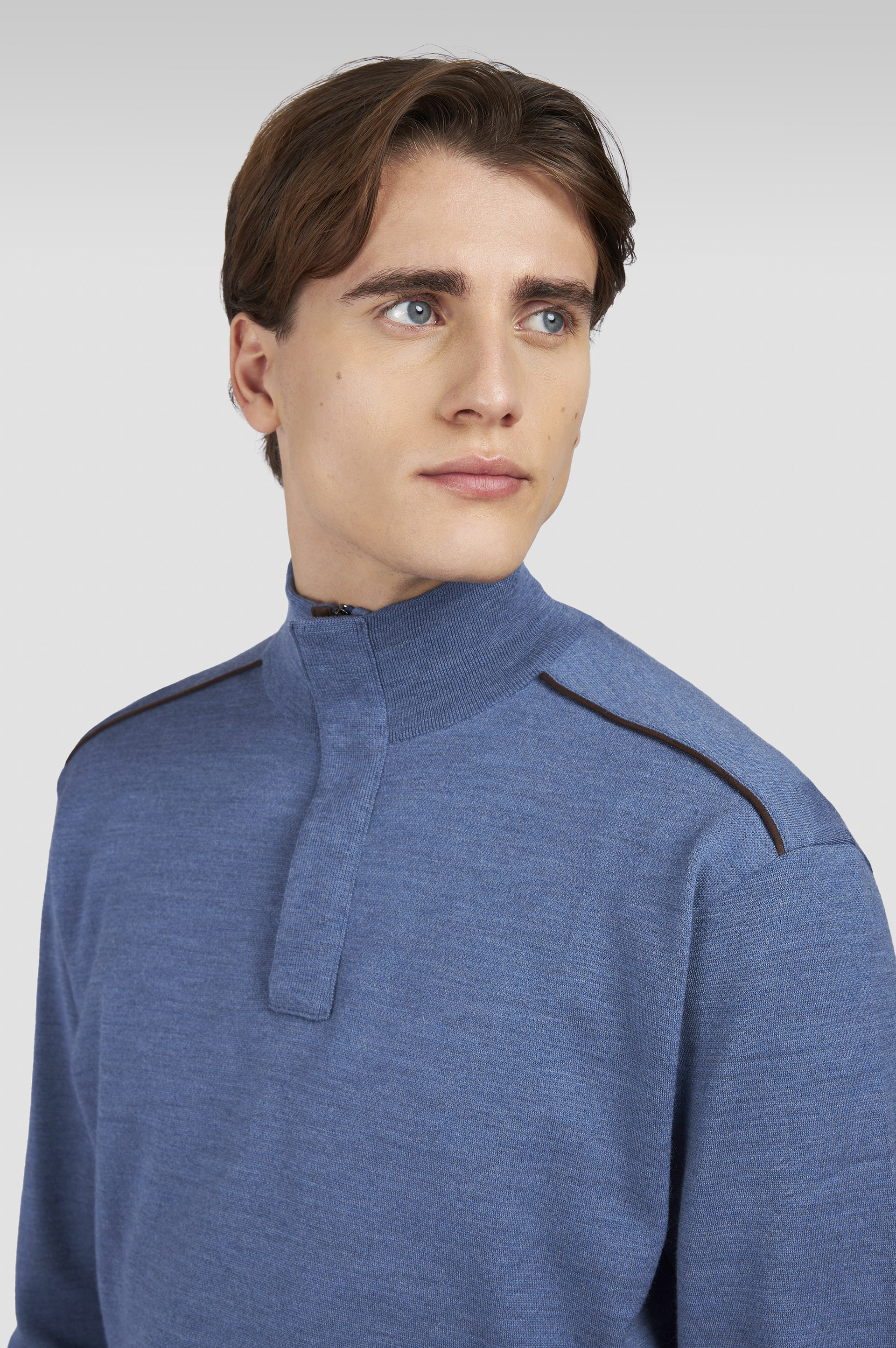 Merino Extrafine half zip sweater image number 7 Merino Extrafine half zip sweater image number 7
